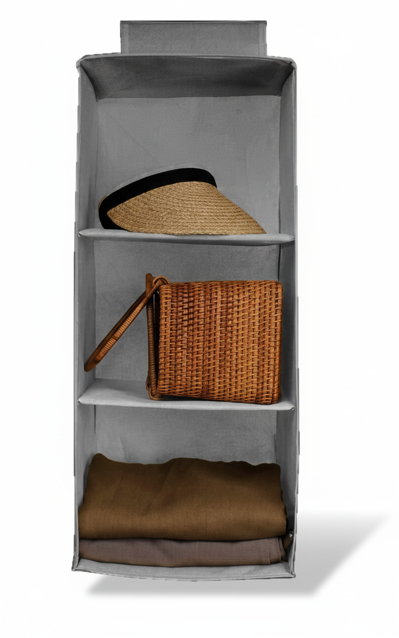 Hanging Wardrobe Organizer (3 Shelves) – Space-Saving Storage Made Easy!