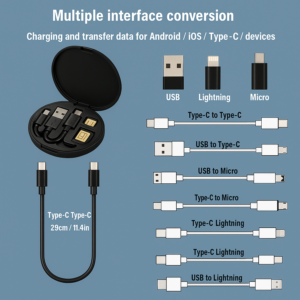 Fast Charging Multifunction Data Cable Set – Charge & Sync Anywhere!
