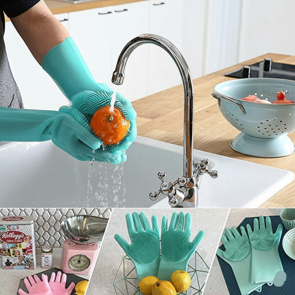 Magic Silicone Cleaning Hand Gloves – Kitchen Scrub & Protect