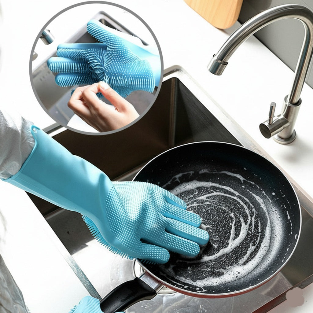 Magic Silicone Cleaning Hand Gloves – Kitchen Scrub & Protect