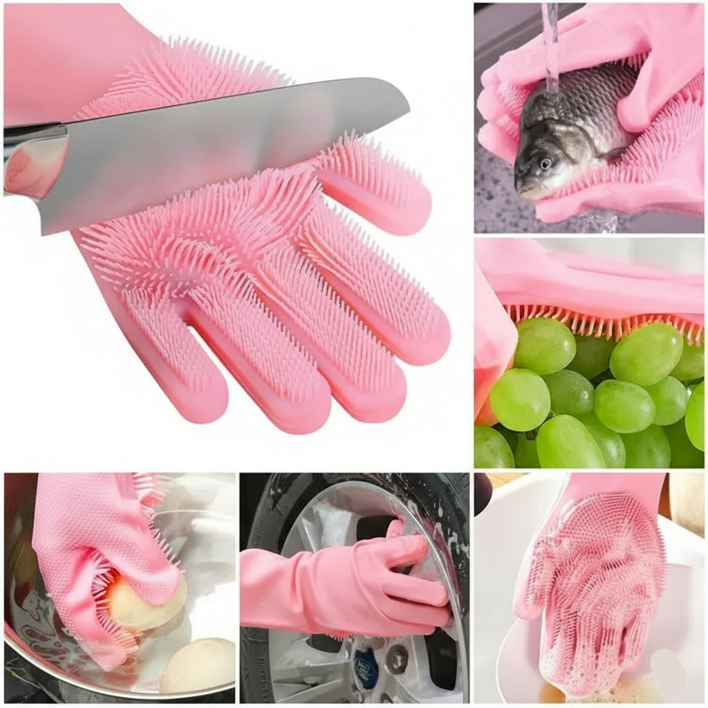 Magic Silicone Cleaning Hand Gloves – Kitchen Scrub & Protect