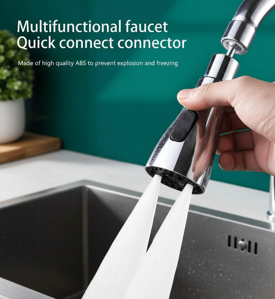 3 Modes Kitchen Sink Faucet – Adjustable Water-Saving Spray Nozzle