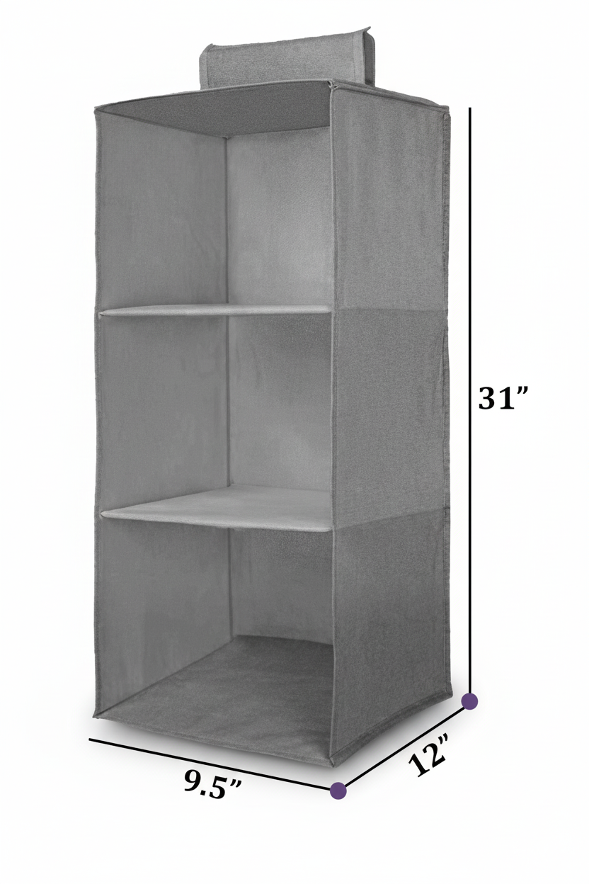 Hanging Wardrobe Organizer (3 Shelves) – Space-Saving Storage Made Easy!