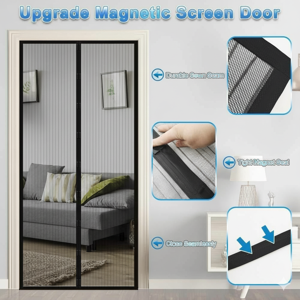 Mesh Screen Net Home Magnetic Foldable Anti Mosquito Door Curtains