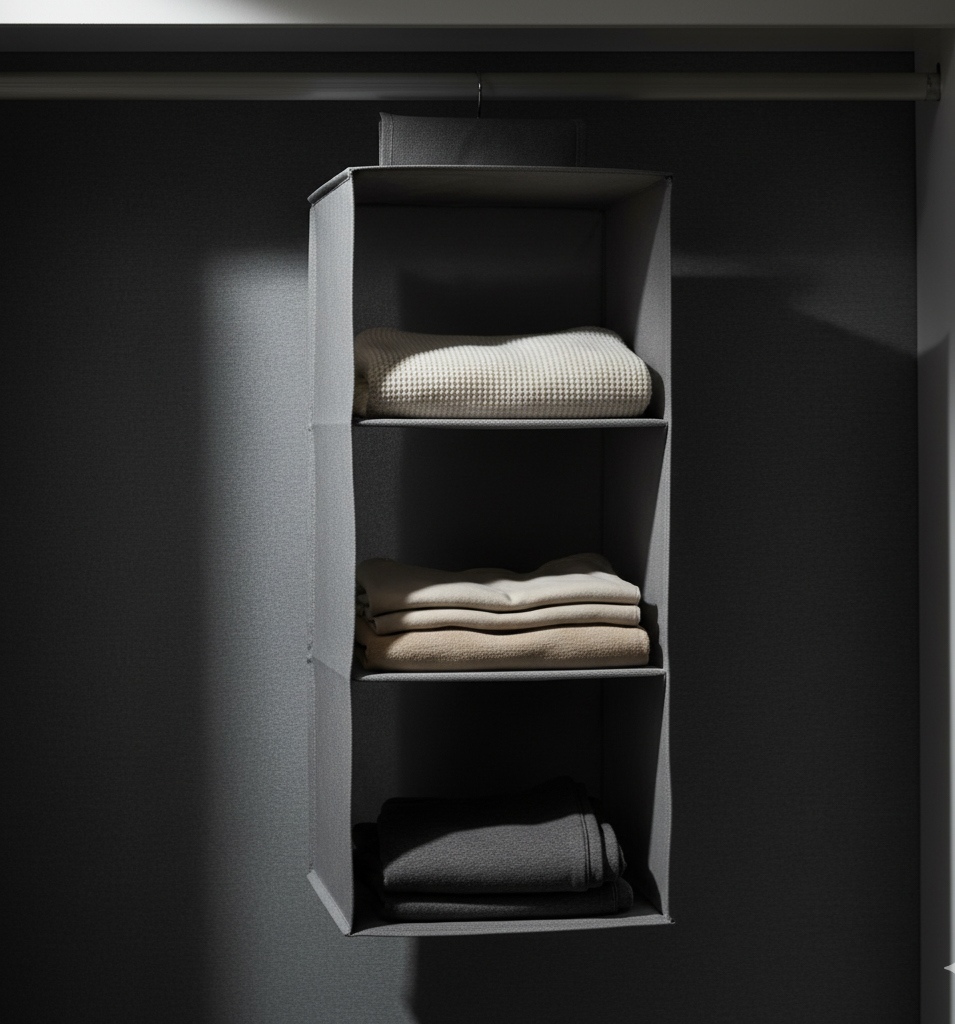 Hanging Wardrobe Organizer (3 Shelves) – Space-Saving Storage Made Easy!