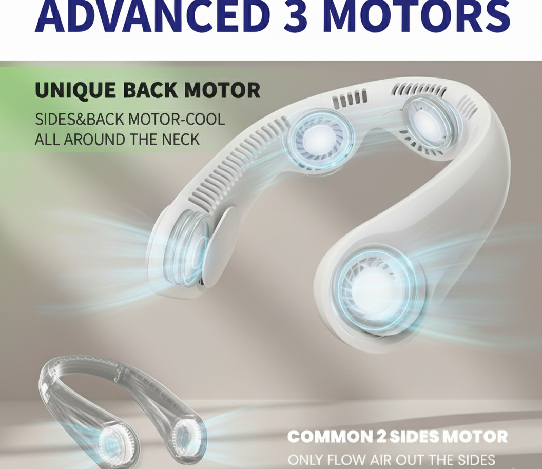 Portable Bladeless Hanging Rechargeable Neck Fan – Cool Comfort Anywhere!