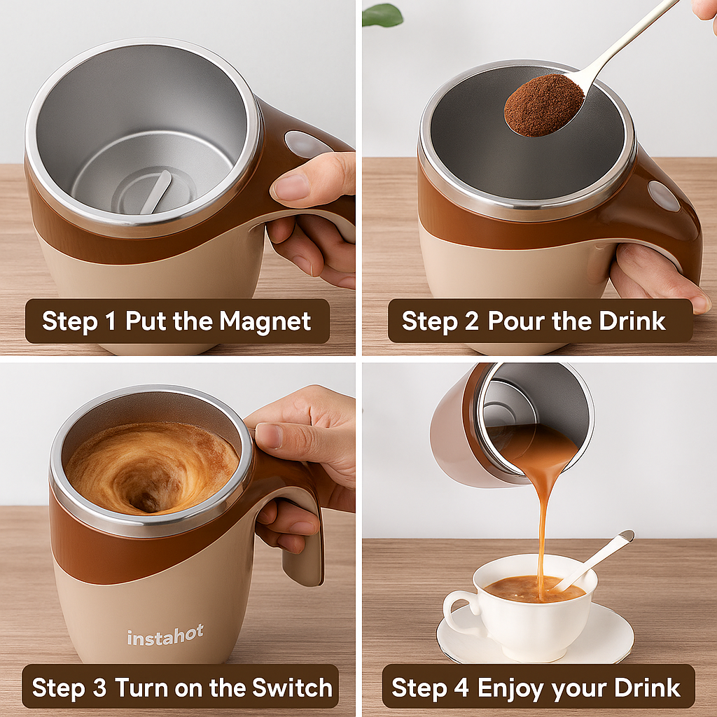 Self-Stirring Magnetic Mug – Mix Coffee, Tea & Hot Drinks Instantly